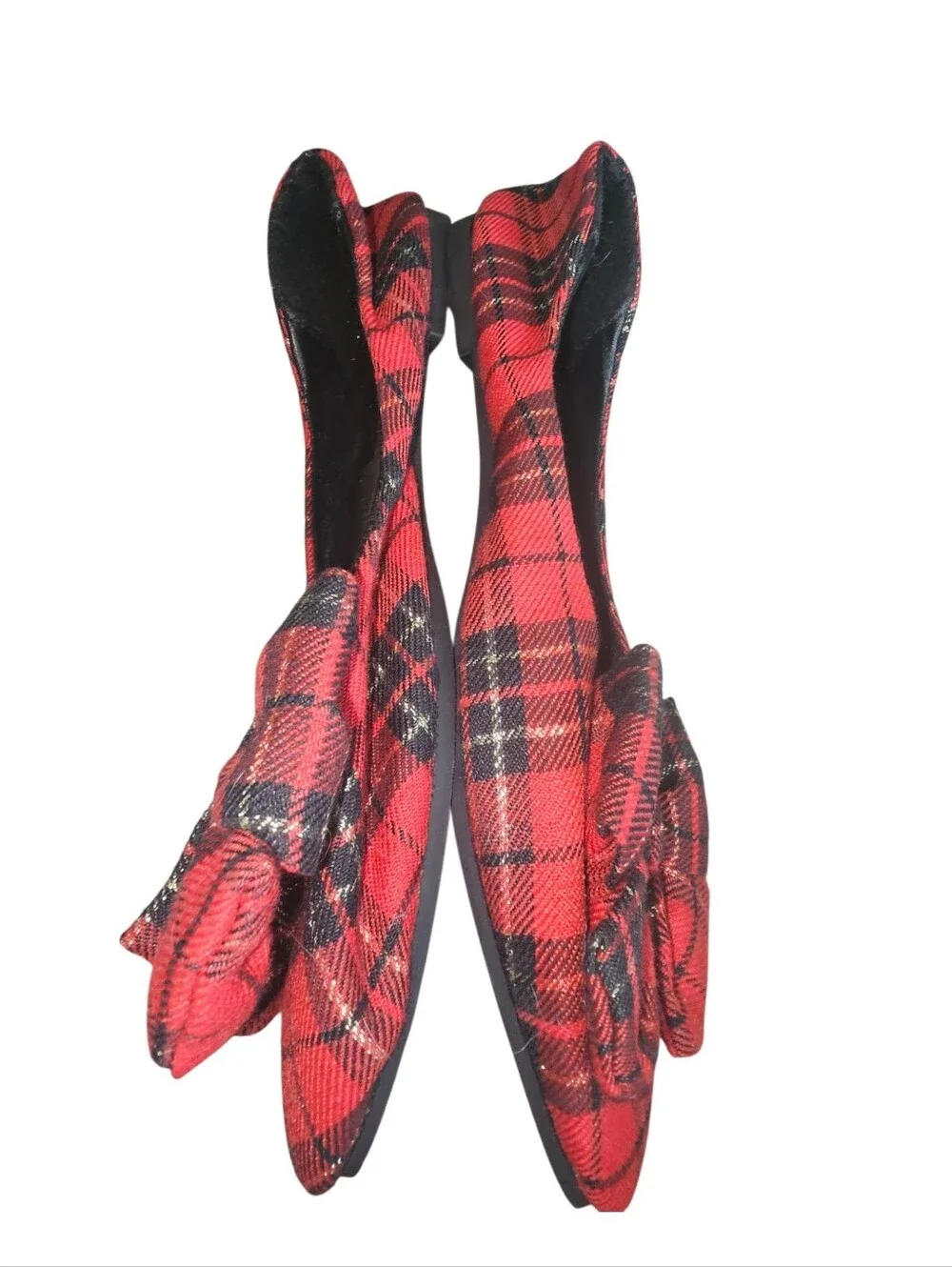 💰Red Plaid Bow Pointed Toe Women's Flats